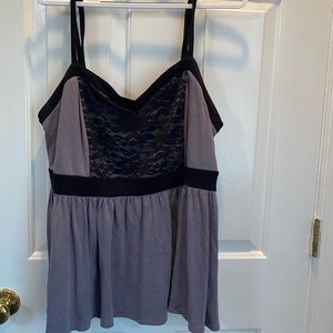 Torrid soft gray with black lace cami